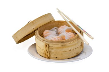 dim sum  on bamboo basket clipart
