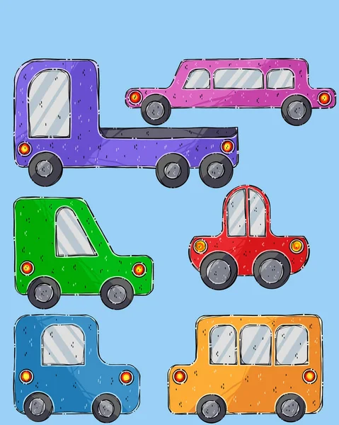 Pegatinas Con Coches Colores — Foto de Stock