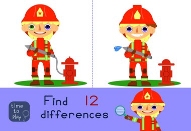 Çocuk oyunu. Aradaki farkı bul. İtfaiyeci. renk