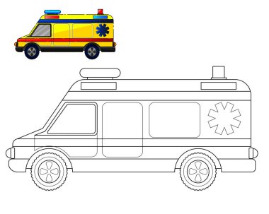 Çocukların eğitici oyunu. boyama. Ambulans!.