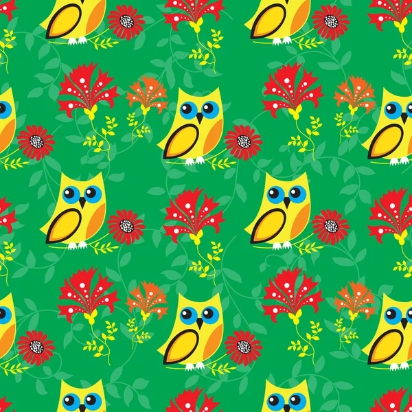 Seamless owls pattern — Stock Vector