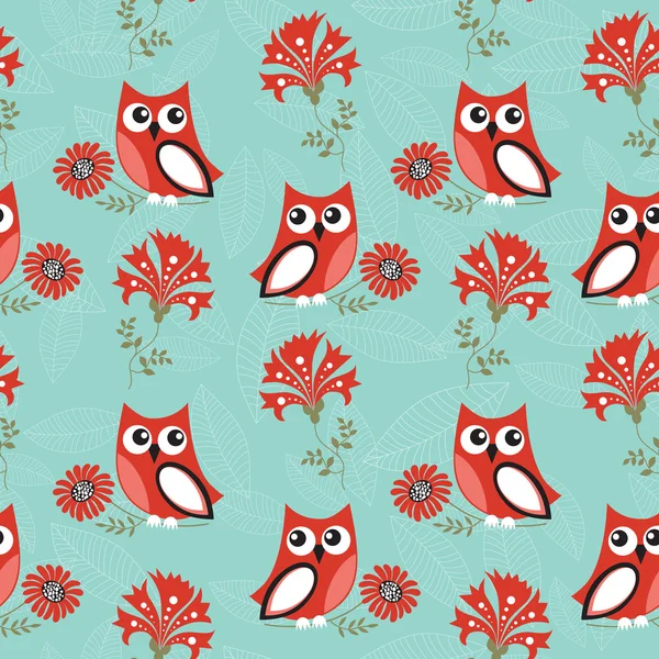 Seamless owls pattern — Stock Vector