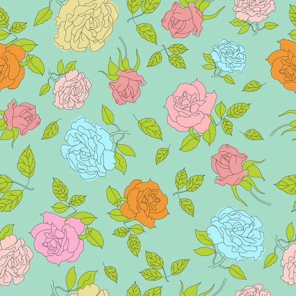 Textura floral com rosas — Vetor de Stock