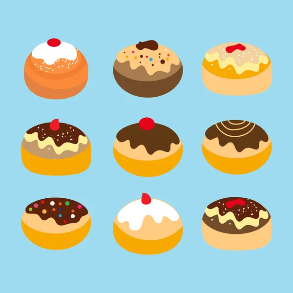 Hanoukka Donuts Set — Image vectorielle