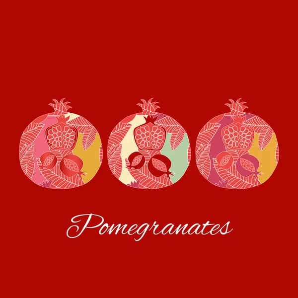 Decoratieve achtergrond met granaatappels — Stockvector
