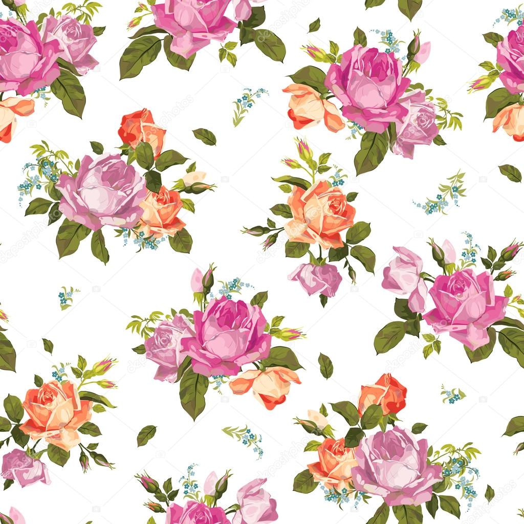 Seamless floral pattern with roses