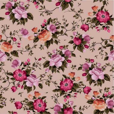 Gül desenli kusursuz çiçek deseni