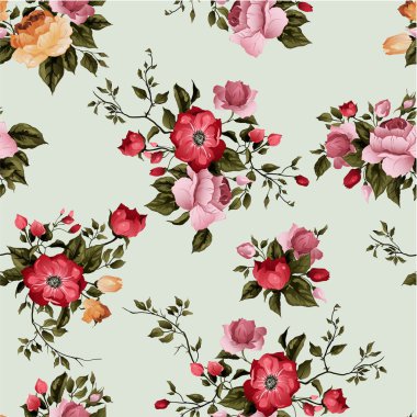 Gül desenli kusursuz çiçek deseni