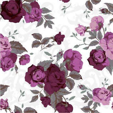 Mor Güllü çiçek desenli