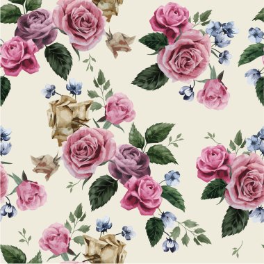 Картина, постер, плакат, фотообои "цветочный узор с розовыми розами постеры цветы картины пионы орхидеи ван гог", артикул 65836065
