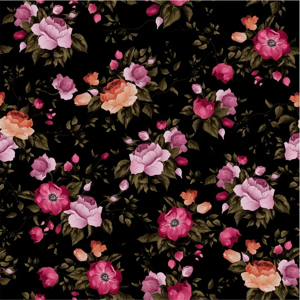 Padrão floral sem costura com rosas —  Vetores de Stock