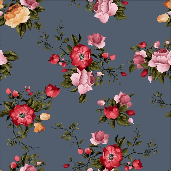 Απρόσκοπτη floral μοτίβο με τριαντάφυλλα — Διανυσματικό Αρχείο