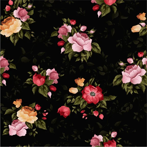 Seamless floral pattern with roses — Stock Vector