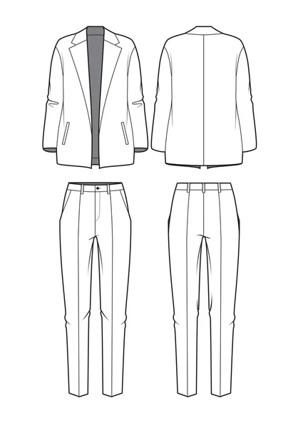 Blazer de mujer y boceto de pantalones — Vector de stock