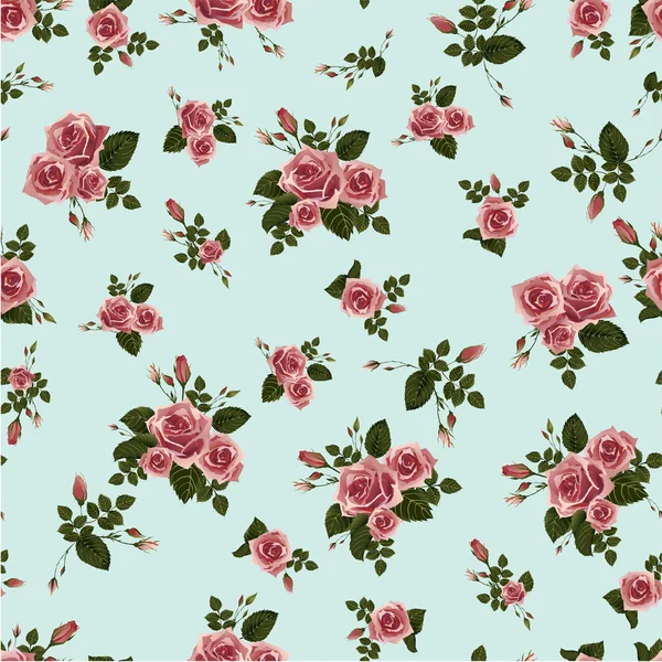 Patrón floral con rosas rosadas — Vector de stock