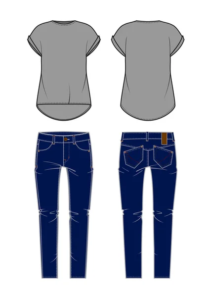 Женские джинсы и рубашка — стоковый вектор