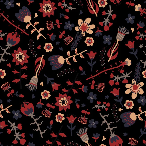Naadloze doodle floral patter — Stockvector