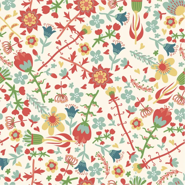 Nahtloses Doodle-Blumenmuster — Stockvektor