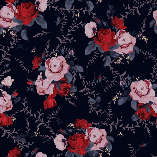 Motif floral avec roses — Image vectorielle