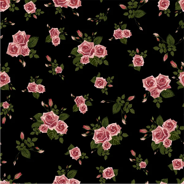 Blommönster med rosor — Stock vektor