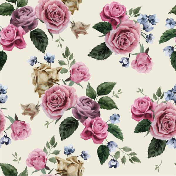 Floral pattern with pink roses