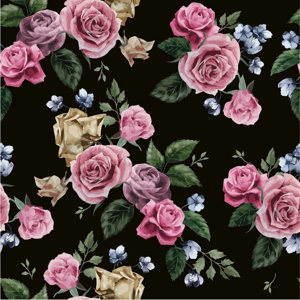 Květinový vzor s růžovými růžemi — Stockový vektor