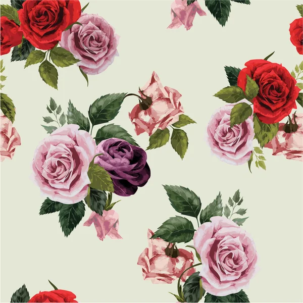 Seamless floral pattern with roses — Stock Vector