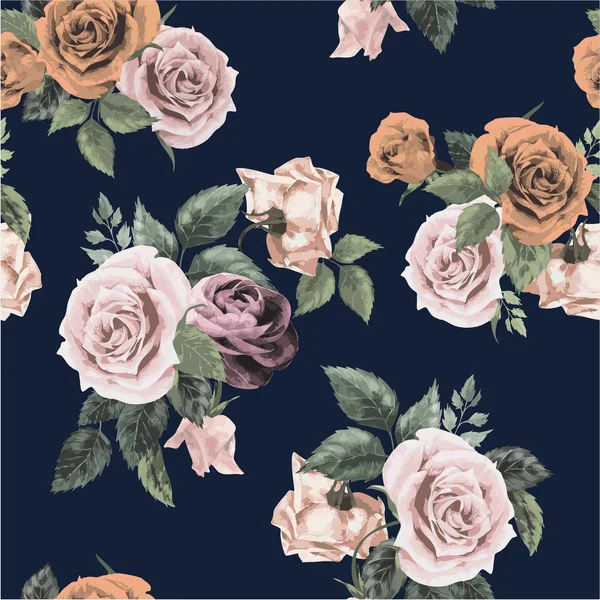 Motif floral avec roses — Image vectorielle