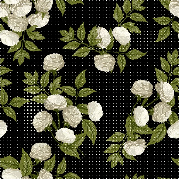 Floral pattern with white roses — Stock Vector