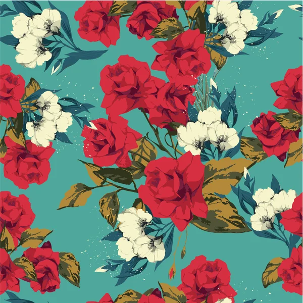 Motif floral avec roses — Image vectorielle