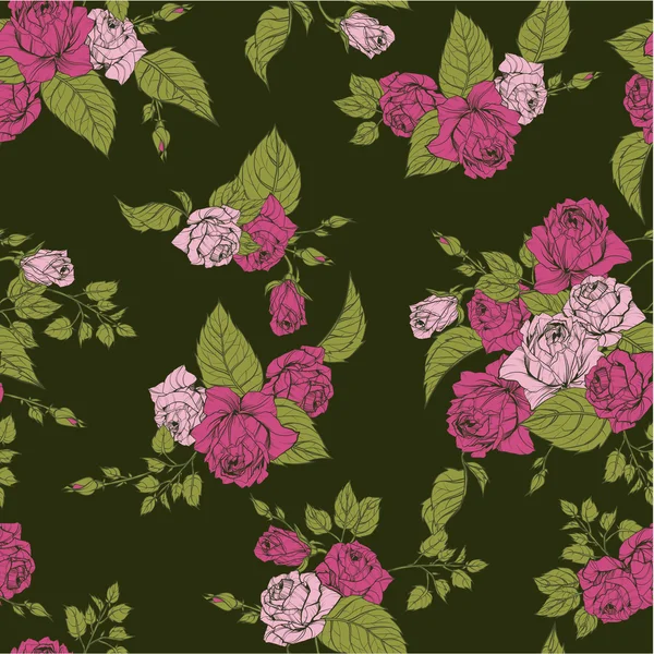 Motif floral avec roses — Image vectorielle