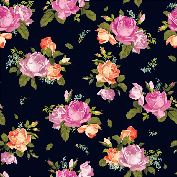 Seamless floral pattern with roses — Stock Vector