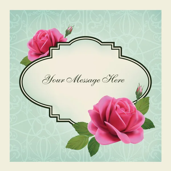 Grinalda de rosas ou cartão de convite — Vetor de Stock