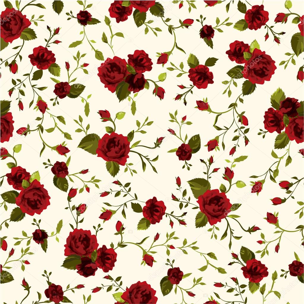 Floral pattern with red roses