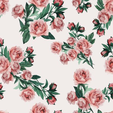 Pembe güllerle kusursuz desen