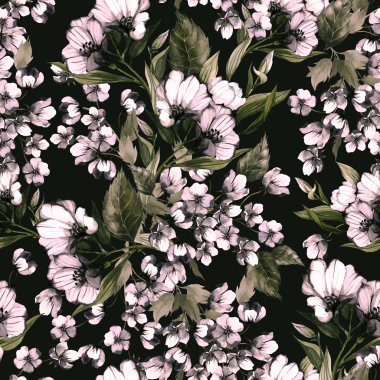 Eustoma ile sorunsuz çiçek desenli