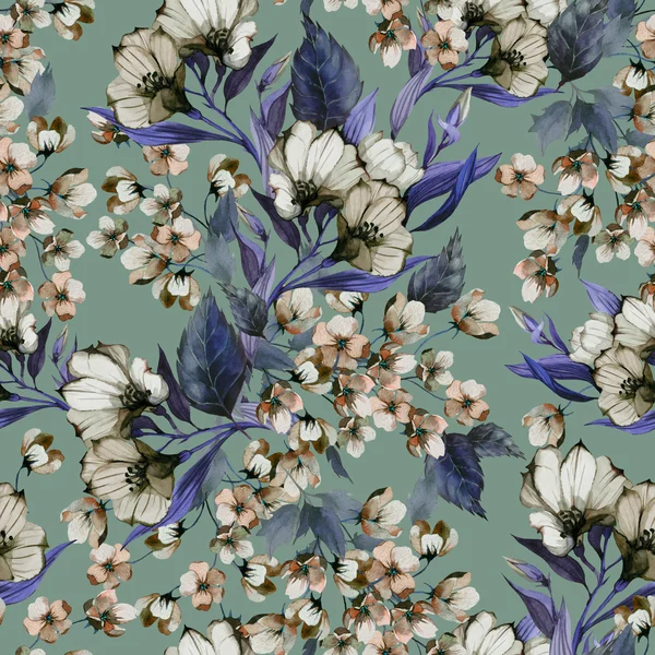 Floral seamless pattern with eustoma — Stock Photo, Image