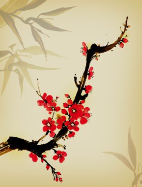 çiçek açan sakura tebrik kartı