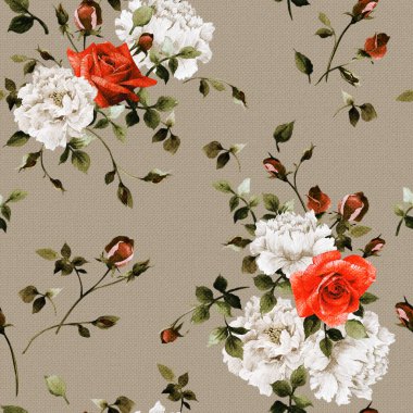 Watercolor convolvulus and roses pattern clipart