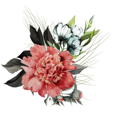 Buket peonies ve eustoma