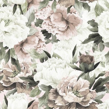 peonies ile sorunsuz çiçek desenli