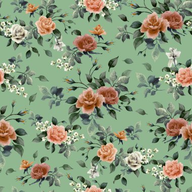 Kırmızı ve pembe gül deseni