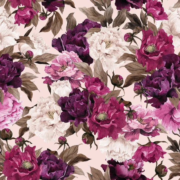 Sulu Boya desen peonies ile