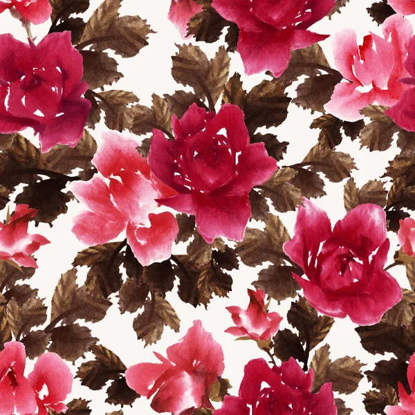 Watercolor pattern with roses — Stock Photo, Image