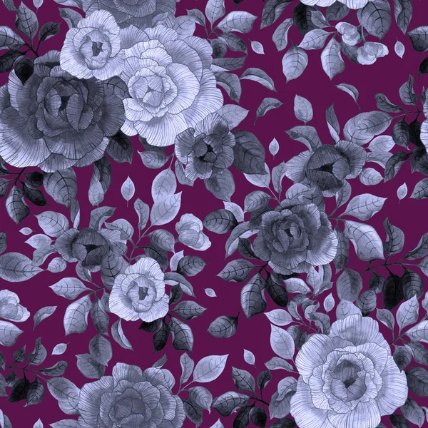 Monochrome pattern roses — Stock Photo, Image