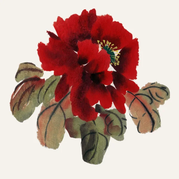 Akvarell csokor piros pünkösdi rózsa — Stock Fotó