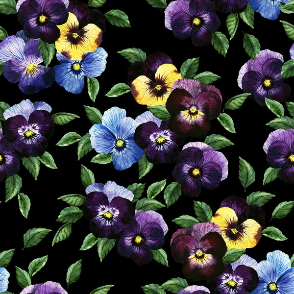 Patrón de acuarela con pansy — Foto de Stock