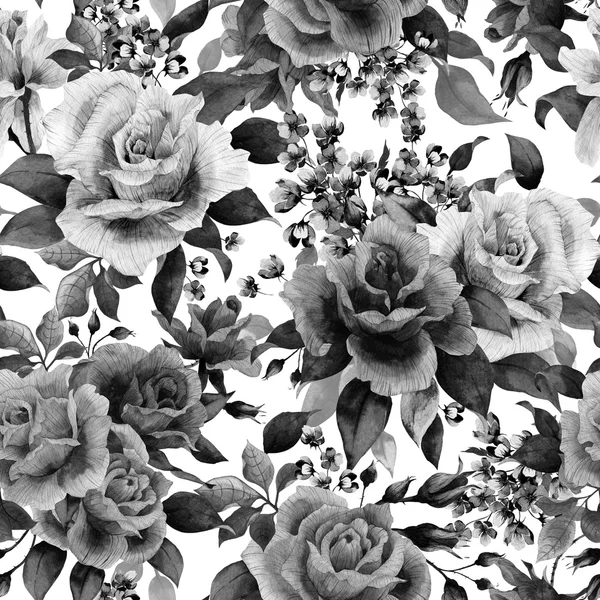 Rosas patrón monocromo — Foto de Stock