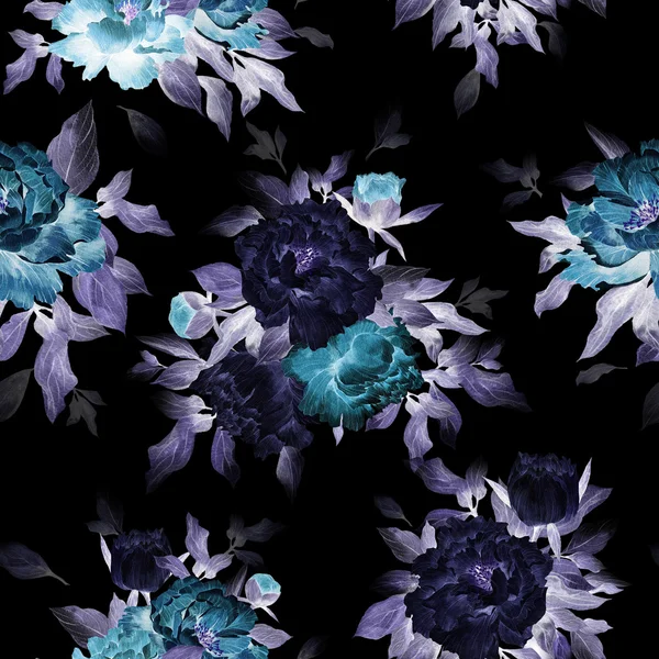 Seamless floral pattern with peonies — Stock Photo, Image