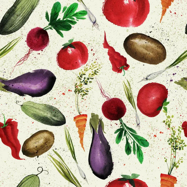 Watercolor vegetable pattern — Stock Photo, Image